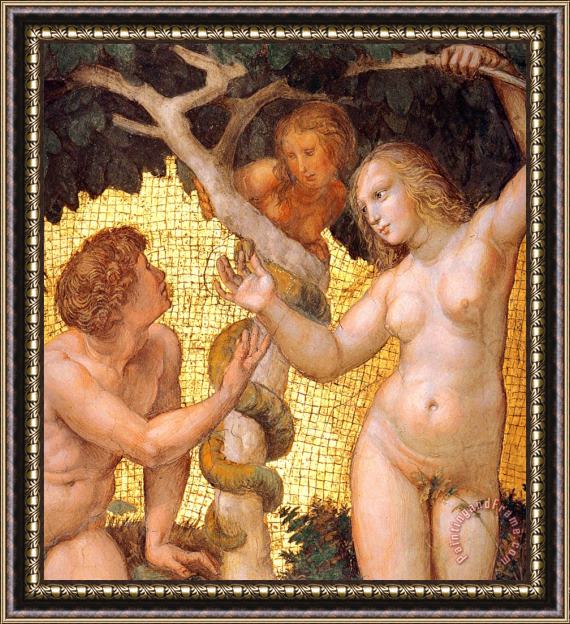 Raphael The Stanza Della Segnatura Ceiling Adam And Eve [detail 1] Framed Print